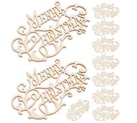 Sewroro 10 Pièces Pendentif Graffiti en Bois, Copeaux de Bois Faits Maison, Beige, Décoratif, Facile à Suspendre, à Enfiler, pour Décorer Vitrine et Mur, Noël, DIY