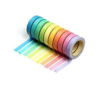 Sewroro 10 Rouleaux Lot de Rubans Washi Masking Tape Arc Ciel pour DIY Scrapbooking Décoration Créatifs