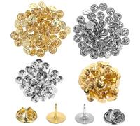 Sewroro 100 paires Fermoirs Pin Backs Métal Lot Attache Pins Sécurisée pour Fabrication Bijoux Broches Badges Artisanat DIY Goupille Verrouillage