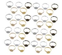 Sewroro 100 Pièces Plateau de Bague Métal Plat Réglable pour Fabrication de Bijoux DIY Support Cabochon Rond Base Anneau Ajustable pour Création de Bagues Personnalisées
