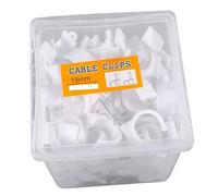 Sewroro 100 Pièces PVC Clips de Fixation pour Câble Support Tube Électricien Collier de Serrage Murale avec Clous Acier Haute Résistance Blanc