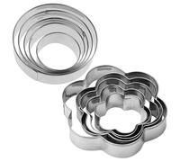Sewroro 10pièces Lot de Inox pour Biscuits et Gâteaux Moules Ronds et Fleurs Réutilisables pour Pâtisserie DIY Découpe Facile pour Pâte Fondant et Desserts de Fête