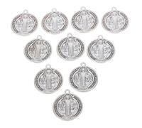 Sewroro 10pièces Médaille Saint-benoît avec Motif Croix Lot de Pendentifs pour Bijoux Porte-clés et Création DIY