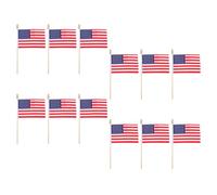 Sewroro 12 Pièces Petit Drapeau Américain à Main 10x15cm, Mât en Bois 25cm, Drapeau Remplaçable, en Polyester, pour Événements Jour de L’indépendance