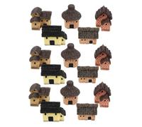 Sewroro 15 Mini Maisons Féeriques Vintage en Résine pour Jardin | Décor Rustique à Toit de Chaume, Lots Assortis, Présentation Instantanée, Bonsaï et Poterie