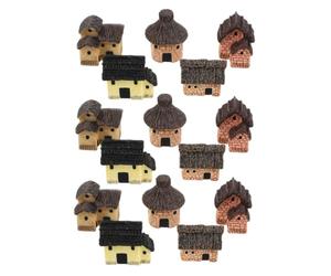 Sewroro 15 Mini Maisons Féeriques Vintage en Résine pour Jardin | Décor Rustique à Toit de Chaume, Lots Assortis, Présentation Instantanée, Bonsaï et Poterie