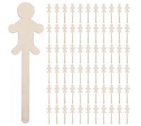 Sewroro 150 Pièces Unfinished Wooden People Shapes Sticks Paintable Craft Figures For DIY Puppets Educational Craft Supplies For Preschool And Classroom Activities