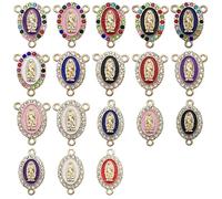 Sewroro 18 Pièces Vierge Marie Bijoux Breloques Bejeweled Émail Alliage Connecteurs Religieux Pendentif Breloques Perles pour Bricolage Artisanat Bracelet Collier Fabrication
