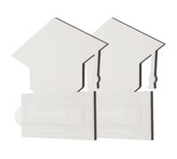 Sewroro 2 Pièces Cartes Vierges de Graduation de Chapeau avec Pochettes à Baume à Lèvres Adhésives en Plastique Blanc pour DIY et Fêtes, Porte-monnaie Simple et Pratique