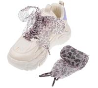 Sewroro 2 Pièces Lacets de Chaussures Larges à Motif Léopard, Polyester | Ruban Rose à Imprimé Panthère, Longueur D’environ 130cm, pour Chaussures Habillées, Paire de Rechange