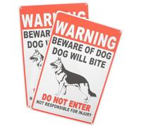 Sewroro 2 Pièces Panneau D'avertissement pour Chiens en Fer, Panneau Extérieur pour Chien, Impression Claire, Trous de Montage Pré-percés, pour Courtyards et Maison