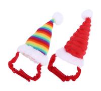 Sewroro 2 Pièces Peluche Chapeau de Noël, Bande Ajustable, pour Animaux de | Chaton et Hérisson, Facile à Mettre Retirer, Fête D'anniversaire, Usage de Noël