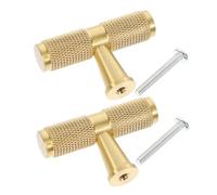 Sewroro 2 pièces Poignées de Meuble Laiton Doré Tirettes à Trou Unique Poignées Élégantes pour Armoires Commodes et Placards de Cuisine ou Chambre