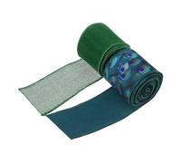 Sewroro 2 Pièces Rubans à Fil Vert avec Imprimé Plume de Paon Rubans Décoratifs Polyester pour Nœuds et Décorations de Bord Rigide Flexible pour DIY