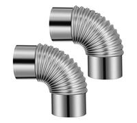 Sewroro 2 pièces Tuyau de Cheminée Coudé Inox pour Poêle à Tube Déchappement Résistant Haute Température Système de Ventilation Étanche Lot