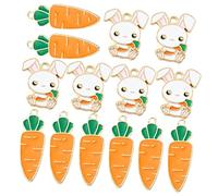 Sewroro 20 pièces Décorations de Collier Forme de Lapin et Carotte Accessoires Charmants pour Bricolage Ornements de Pâques