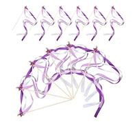 Sewroro 24 Baguettes Magiques de Fée en Ruban Violet avec Étoiles et Clochettes - Lot de 24 Baguettes de Princesse pour Mariage Fêtes et Animations - Accessoires Légers et Colorés pour