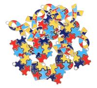 Sewroro 24pièces Pendentifs Alliage Pour Sensibilisation à Autisme Breloques Puzzle Pour Fabrication De Bijoux Diy Charms Pour Porte-clés Et Colliers Accessoires Durables Et Pratiques