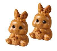 Sewroro 2pièces Figurines de Lapin Bois Pendentif Vintage Style Zodiaque Décoration Porte-clés pour Sac ou Création DIY