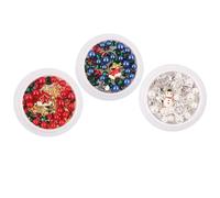 Sewroro 3 Boîtes Décoration D'ongles Décoration de Manucure Flocons de Neige en Alliage et Plastique, Motif Noël, pour Nail Art en Salon la Maison, Sûr Ongles