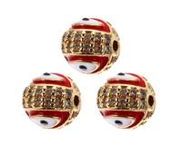 Sewroro 3 pièces Breloques Œil Maléfique Alliage pour Fabrication Bijoux Perles Connecteur pour Bracelet Collier Boucle Oreille Style Rond Rouge