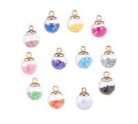Sewroro 34 pièces Transparent Glass Globe Ball Charms With Star Glitter For DIY Jewelry Supply Mini Shiny Star Sequins Pendants For Earrings And Accessories