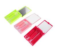 Sewroro 3ensembles Pinceaux de Maquillage de Voyage Miroir Intégré Poils Doux pour Fond de Teint Fard à Paupières et Blush Cosmétiques Portables