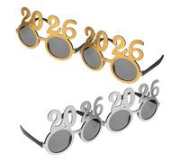 Sewroro 4 Pièces Lunettes de Fête du Nouvel An 2026, Rondes, Pc, | Accessoire pour Célébrations et Soirées, Protège des Lumières Vives, Style, Facile à Assortir