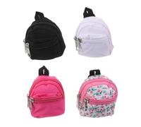 Sewroro 4 Pièces Miniature Doll Backpacks with Zipper for Role Playing Polyester Scale School Bags for Dolls DIY Creative Decoration and Outdoor Play