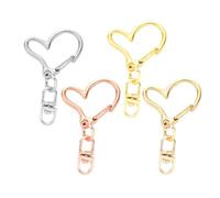 Sewroro 40 pièces Porte-clés Forme Cœur de Fermoirs Mousquetons pour Fabrication de Bijoux Accessoires DIY pour Bijoux et Porte-clés Lot Doré Argenté