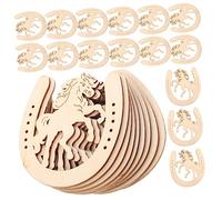 Sewroro 48 Pièces Découpes De Fers à Cheval Bois Rondelles De Bois Vierges Forme Cheval Bruts Pour Diy Et Décoration