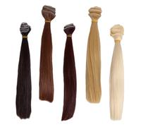 Sewroro 5 Pièces Mèches de Cheveux Synthétiques Lisses pour Poupées Fibres Résistantes Chaleur Accessoires de Perruque pour Création et Cosplay