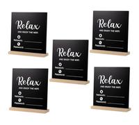 Sewroro 5 Pièces Signe Wifi Bois Personnalisable pour Maison et Commerce Tableau Autoportant avec Code Wifi Écrivable Pratique et Réutilisable pour Invités et Clients