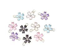 Sewroro 50 pièces DIY Cherry Blossom Pendant Alloy Charms For Jewelry Decoration Delicate Flower Shape Accessories For Bracelets And Crafts Couleur Aléatoire Couleur Aléatoire