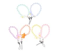 Sewroro 6 Pièces Bracelet Smartphone Perles Lanière Poignet Fleur Colorée Charm Porte-clés Polyvalent pour Femmes Sangle Légère et Confortable