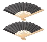 Sewroro 6 Pièces Éventail Pliant Noir Vintage Chinois 6 Pouces en Tissu et | Pliage Fluide, Résistance Accrue, Souffle Léger, pour Danse, Fête et Décoration