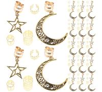 Sewroro 90 Pinces à Cheveux en Métal Doré Creux Lune et Étoile 90 Pièces Accessoires pour Dreadlocks Anneaux et Bijoux Légers pour Coiffures Tressées de Festival et Usage Quotidien