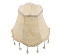 Sewroro Abat-jour Cloche en Tissu Jaune 25 Cm avec Pompons à Perles, Style Victorien Vintage, pour Lampes de Table E27, Décor Chambre et Salon, Abat-jour Européen à Petit Pompon