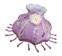 Sewroro Abat-Jour en Tissu Violet Lilas Pendentifs Floraux Abat-Jour Cylindrique pour Petite Lampe D’Intérieur Compatible Lampe de Bureau et Lampadaire Décoration en Dentelle Délicate