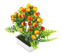 Sewroro Arbre Fruitier Artificiel en Pot Rectangulaire Blanc Simulation Réaliste de Bonsaï Fruitier avec Fruits Rouges Décoration Intérieure pour Bureau et Cave à Vin Plante