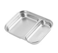 Sewroro Assiette Compartimentée en Acier Inoxydable Petite Taille Plateau à Apéritifs 2 Compartiments Plat à Condiments Séparés pour Pique- et Usage Ménager Design Compact et Portable