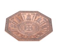 Sewroro Assiette de Culte Bouddhiste Octogonale en Fer Rouge Plat à Fumée Polyvalent pour Offrandes et Cérémonies Religieuses Plateau D’Hommage au Feu Motifs de Augure 1 Pièce