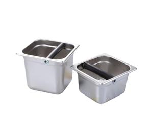 Sewroro Bac à Résidus de Café en Acier Inoxydable, Grosse Capacité | Barre Amovible, Cuve Profonde, Vidage Facile, pour Portafiltre et Grains, Argenté