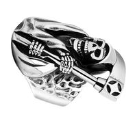 Sewroro Bague Rétro Crâne en Alliage Argenté Légère et Portable Design Unique et Style Créatif pour Homme, Anneau Faux du Faucheur Élégant