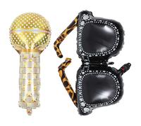 Sewroro Ballons en Aluminium Micro et Lunettes de Soleil Gonflables Motif Léopard Scintillant, 2 Pièces, Décorations Fête Années 90 Disco, Accessoires Photo pour Événement Thème Rétro