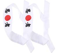 Sewroro Bandeau Japonerie en Coton Respirant 2 Pcs Bandeau de Karaté Réutilisable Accessoire Ninja pour Sport la Cuisine et Soins du Visage Blanc pour Femmes et Hommes