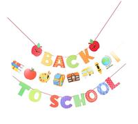 Sewroro Bannière Colorée de Rentrée Scolaire Décorative avec Fanions Papier Pommes Sac à Dos Règle Bus Suspension Festive pour Classe et Accueil
