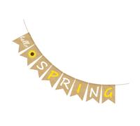 Sewroro Bannière Décorative en Lin Forme Queue de Poisson « Bonjour Printemps » Tournesols Colorés Guirlande Légère pour Fêtes Intérieures et Extérieures Décoration Murale Printemps et