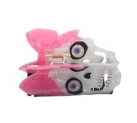 Sewroro Barrette à Cheveux Griffe en Acétate avec Tête de Mort Rose Pâle et Nœud, Pince Décorative Taille Moyenne pour Chignon Punk Féminin, Accessoire Coiffure Original pour Carnaval