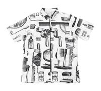 Sewroro Blouse de Coiffeur Blanche Taille L à Manches Courtes Vêtements de Travail Respirants Poches Pratiques Uniforme Professionnel pour Salon de Coiffure et Coloration Lavable en